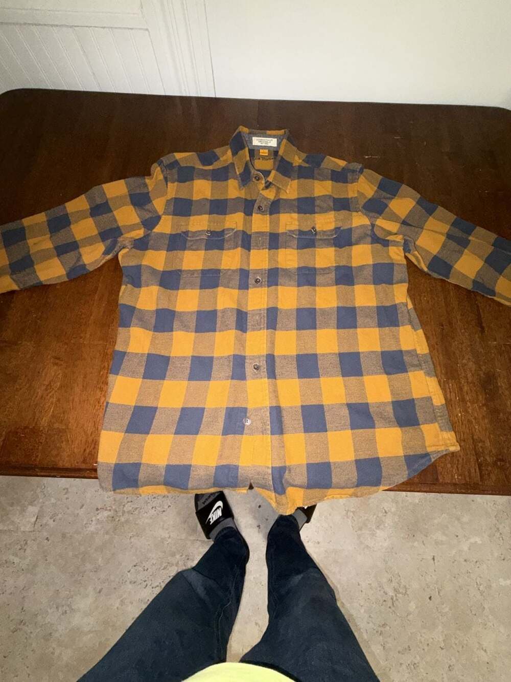 Tailor Vintage Connecticut Originals Orange and Blue Plaid Flannel Shirt